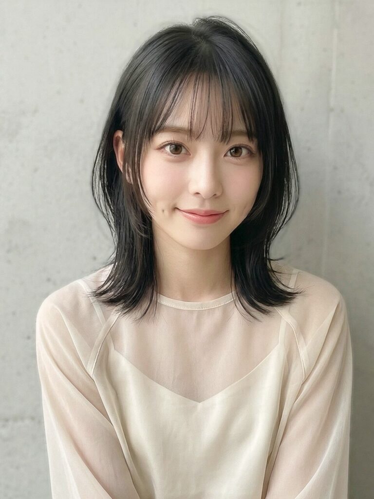 顔まわりレイヤー×韓国風ミディ